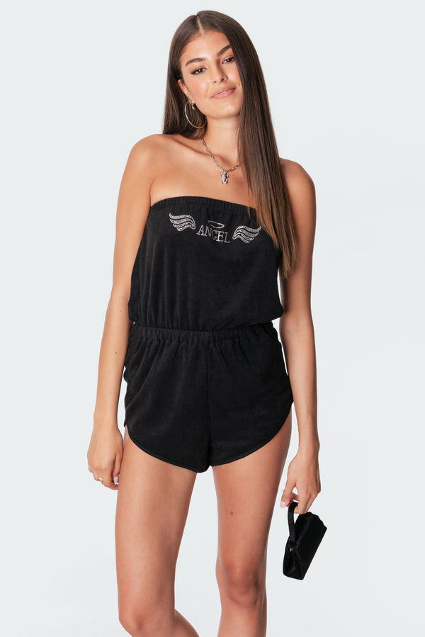 Terry Angel Rhinestone Romper view 2