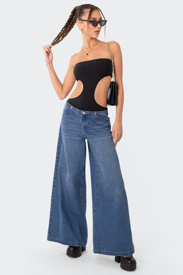 Vivie Ribbed Cut Out Bodysuit view 1