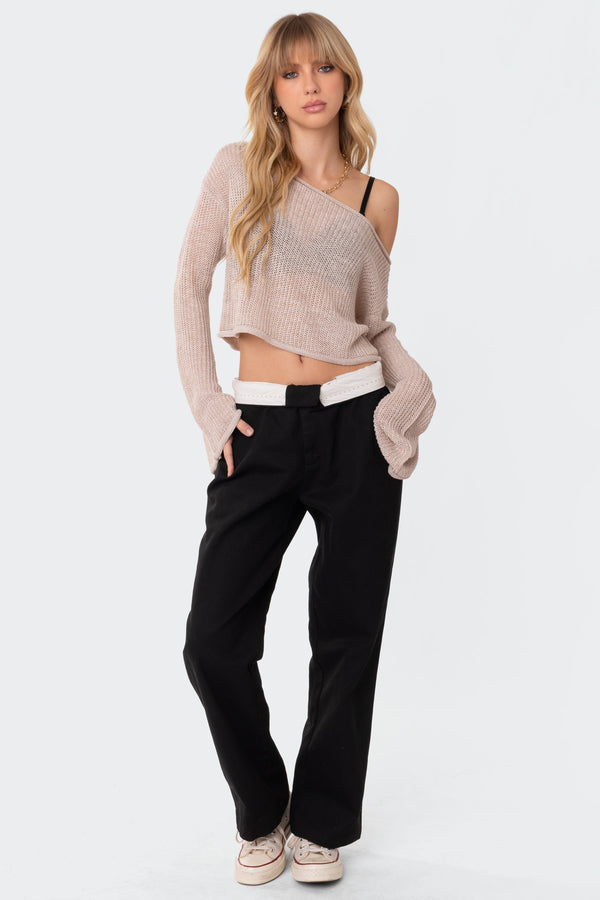 Emmie Off The Shoulder Sheer Knitted Top view 1