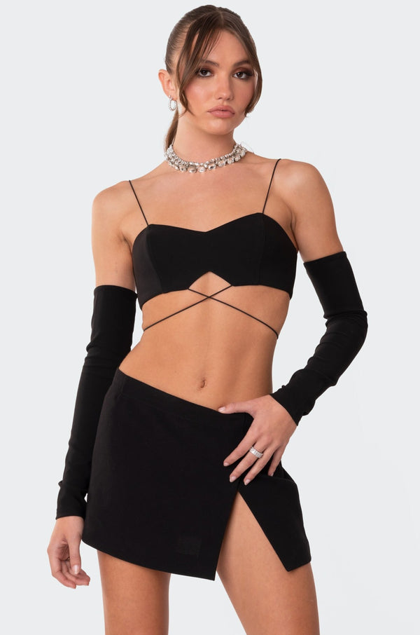 Beatrix separate sleeves crossed crop top view 1