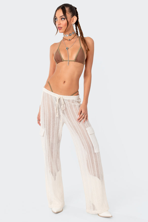 Ines Crochet Low Rise Cargo Pants view 1