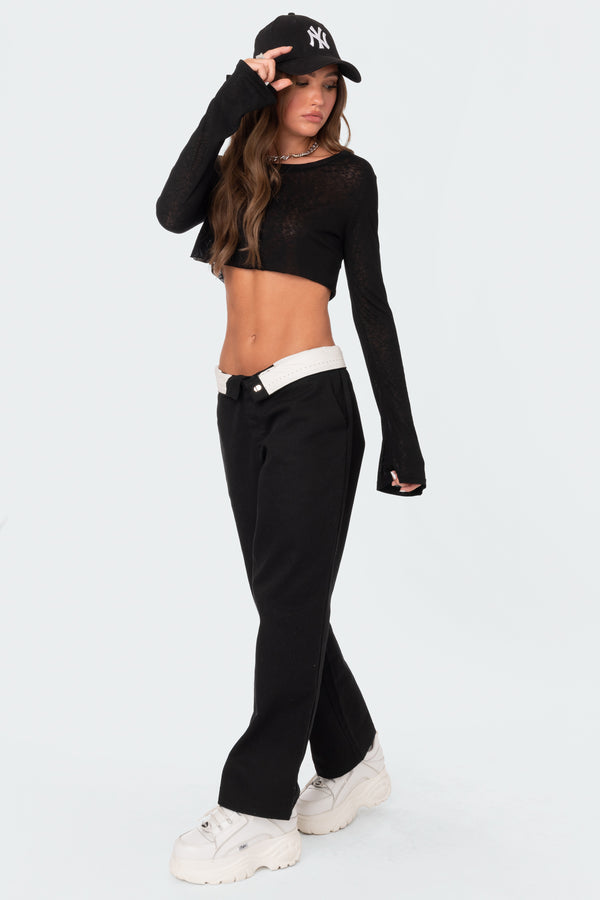 Sheer Raw Hem Crop Top view 2