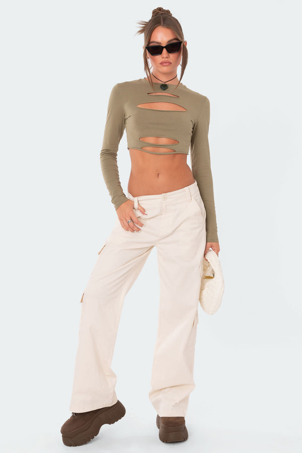 Slashed Crop Top view 2
