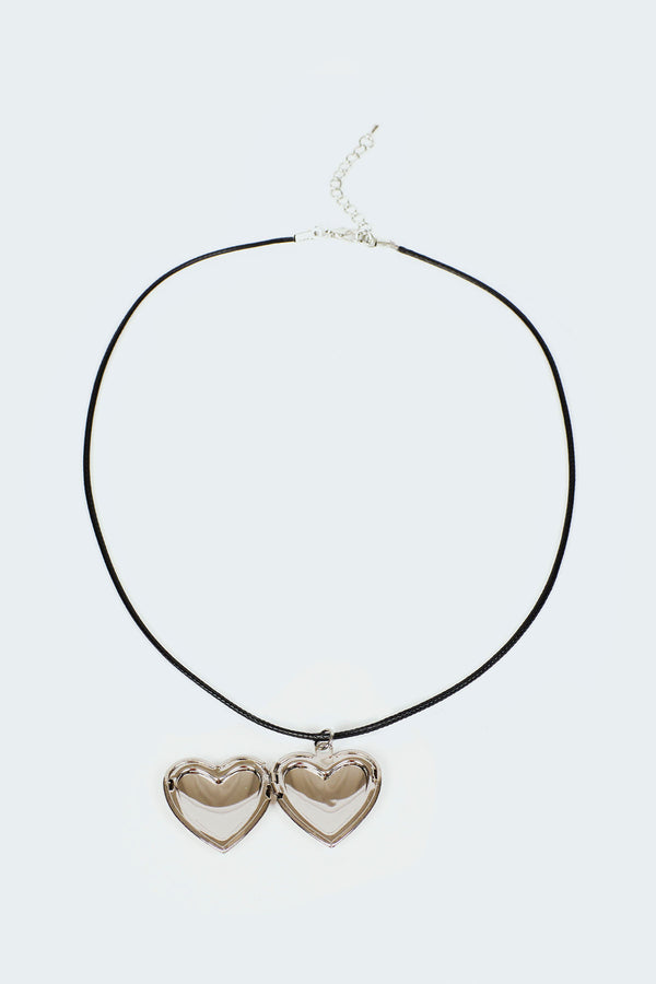 Heart Locket Cord Necklace view 2